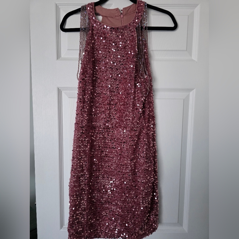 Elegant Sequin Pink Dress